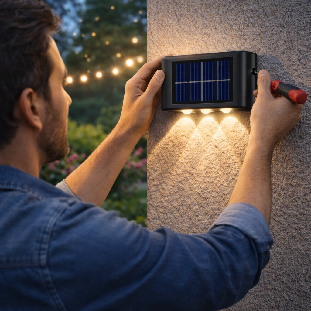 Lampara Solar De Pared : Iluminación solar sin cables ni consumo
