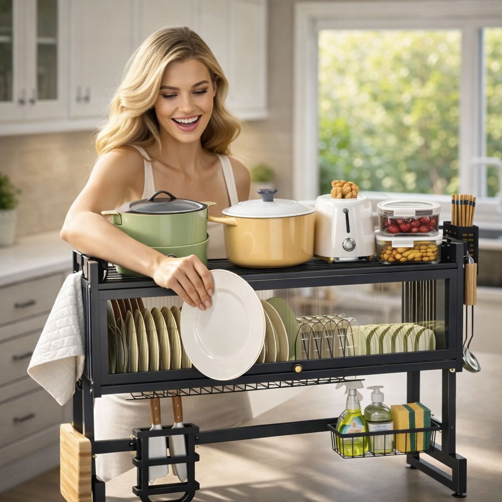 Escurridor De Platos Multifuncional : Ahorra espacio y organiza tu cocina fácil